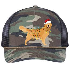 Golden Retriever Holiday Christmas Light Essential Retro Rope Trucker Hat Cap