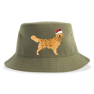 Golden Retriever Holiday Christmas Light Essential Sustainable Bucket Hat