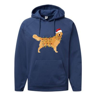 Golden Retriever Holiday Christmas Light Essential Performance Fleece Hoodie