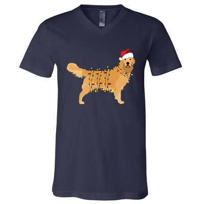 Golden Retriever Holiday Christmas Light Essential V-Neck T-Shirt