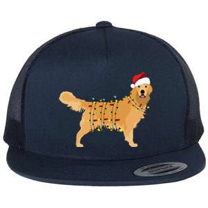 Golden Retriever Holiday Christmas Light Essential Flat Bill Trucker Hat