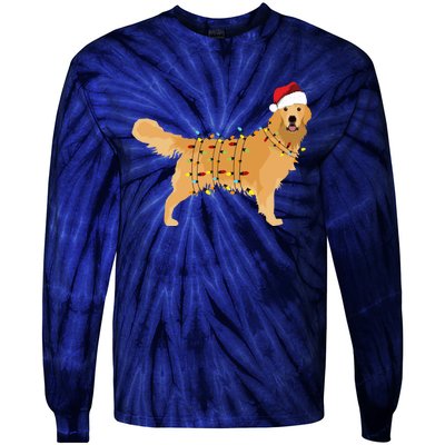 Golden Retriever Holiday Christmas Light Essential Tie-Dye Long Sleeve Shirt