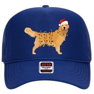 Golden Retriever Holiday Christmas Light Essential High Crown Mesh Back Trucker Hat