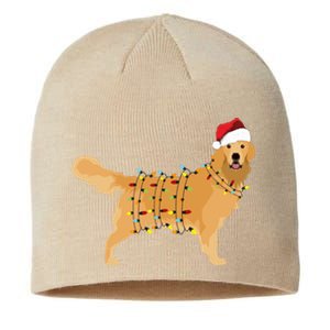 Golden Retriever Holiday Christmas Light Essential Sustainable Beanie