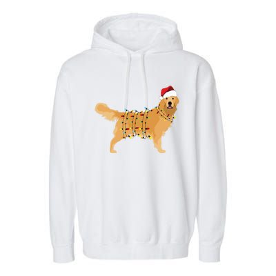 Golden Retriever Holiday Christmas Light Essential Garment-Dyed Fleece Hoodie