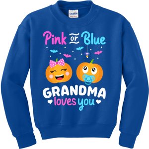 Gender Reveal Halloween Pregnancy Pink Blue Grandma Love Cute Gift Kids Sweatshirt