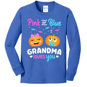 Gender Reveal Halloween Pregnancy Pink Blue Grandma Love Cute Gift Kids Long Sleeve Shirt