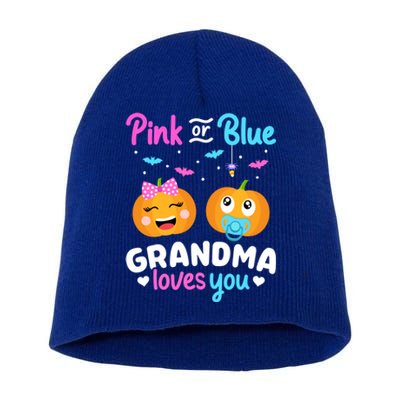 Gender Reveal Halloween Pregnancy Pink Blue Grandma Love Cute Gift Short Acrylic Beanie