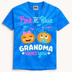 Gender Reveal Halloween Pregnancy Pink Blue Grandma Love Cute Gift Kids Tie-Dye T-Shirt