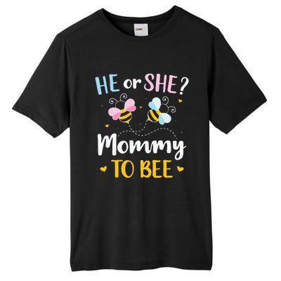 Gender reveal he or she mommy matching family baby party Tall Fusion ChromaSoft Performance T-Shirt