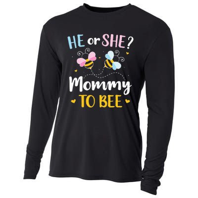 Gender reveal he or she mommy matching family baby party Cooling Performance Long Sleeve Crew