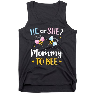 Gender reveal he or she mommy matching family baby party Tank Top