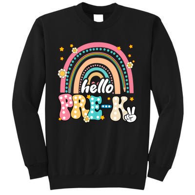 Groovy Rainbow Hello Pre K First Day Teacher Sweatshirt