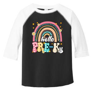 Groovy Rainbow Hello Pre K First Day Teacher Toddler Fine Jersey T-Shirt