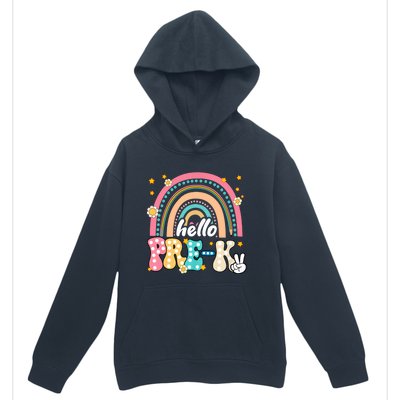 Groovy Rainbow Hello Pre K First Day Teacher Urban Pullover Hoodie