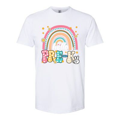 Groovy Rainbow Hello Pre K First Day Teacher Softstyle CVC T-Shirt