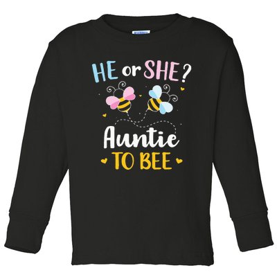 Gender reveal he or she auntie matching family baby party Toddler Long Sleeve Shirt