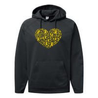 Gold Ribbon Heart Childhood Cancer Awareness Support Performance Fleece Hoodie