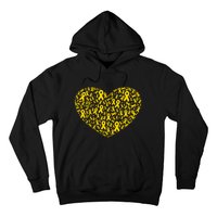 Gold Ribbon Heart Childhood Cancer Awareness Support Hoodie