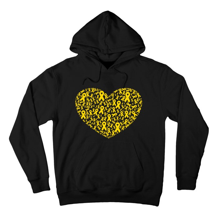 Gold Ribbon Heart Childhood Cancer Awareness Support Hoodie