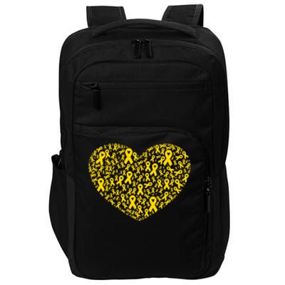 Gold Ribbon Heart Childhood Cancer Awareness Support Impact Tech Backpack