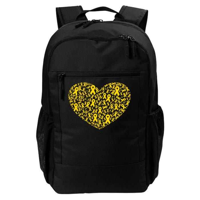 Gold Ribbon Heart Childhood Cancer Awareness Support Daily Commute Backpack