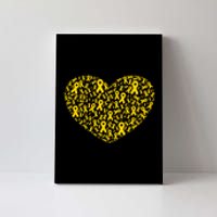 Gold Ribbon Heart Childhood Cancer Awareness Support Canvas