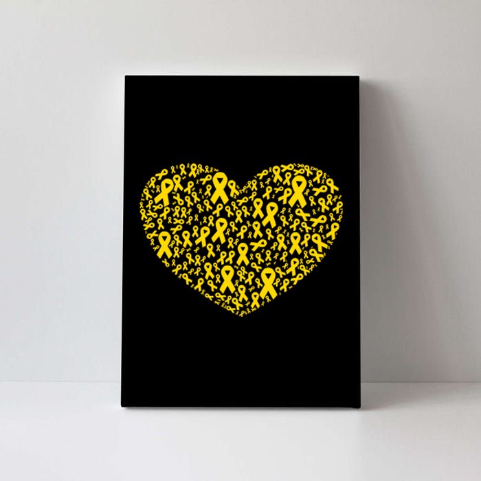 Gold Ribbon Heart Childhood Cancer Awareness Support Canvas