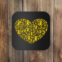 Gold Ribbon Heart Childhood Cancer Awareness Support Coaster