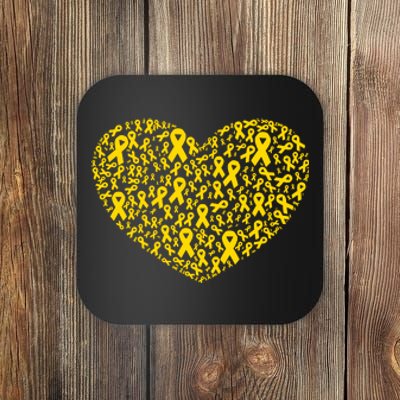 Gold Ribbon Heart Childhood Cancer Awareness Support Coaster