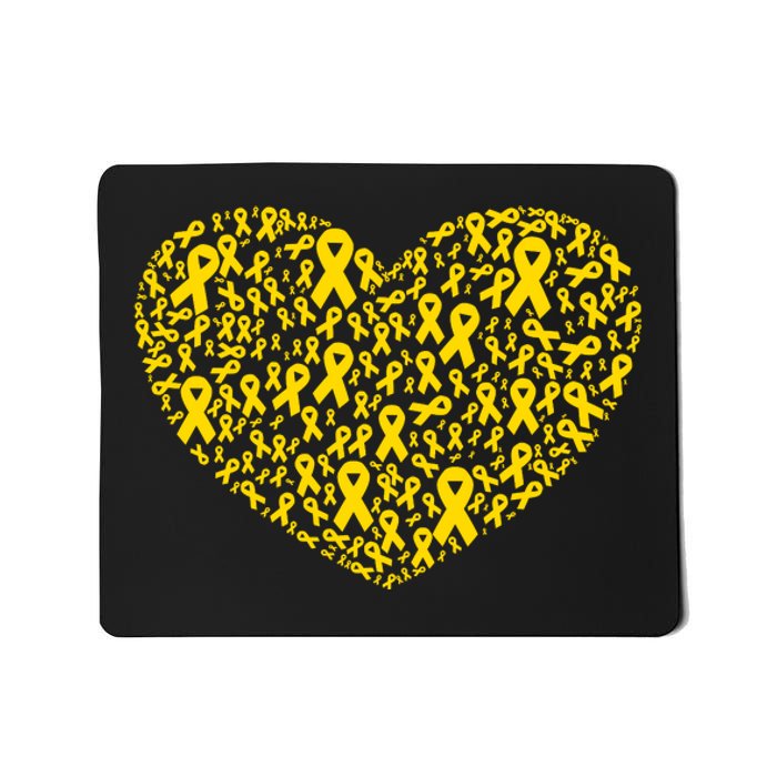 Gold Ribbon Heart Childhood Cancer Awareness Support Mousepad