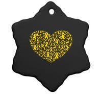 Gold Ribbon Heart Childhood Cancer Awareness Support Ceramic Star Ornament