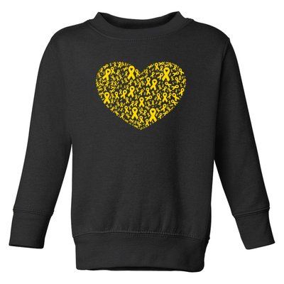 Gold Ribbon Heart Childhood Cancer Awareness Support Toddler Sweatshirt