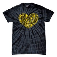 Gold Ribbon Heart Childhood Cancer Awareness Support Tie-Dye T-Shirt