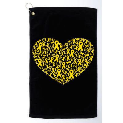 Gold Ribbon Heart Childhood Cancer Awareness Support Golf Towel