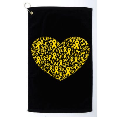 Gold Ribbon Heart Childhood Cancer Awareness Support Platinum Collection Golf Towel