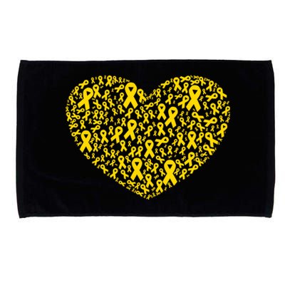 Gold Ribbon Heart Childhood Cancer Awareness Support Microfiber Hand Towel