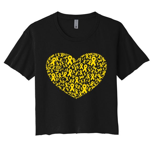 Gold Ribbon Heart Childhood Cancer Awareness Support Crop Top