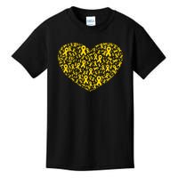 Gold Ribbon Heart Childhood Cancer Awareness Support Kids T-Shirt