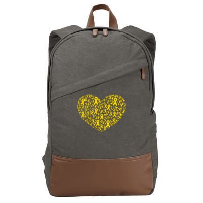 Gold Ribbon Heart Childhood Cancer Awareness Support Cotton Canvas Backpack