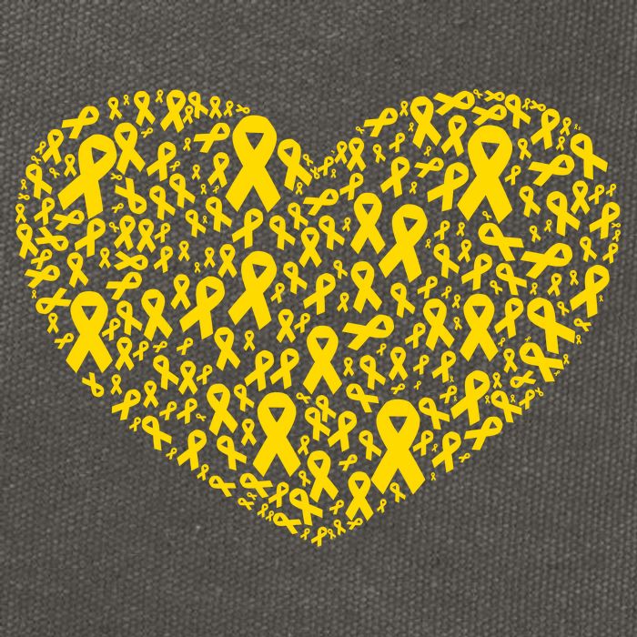 Gold Ribbon Heart Childhood Cancer Awareness Support Cotton Canvas Backpack