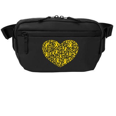 Gold Ribbon Heart Childhood Cancer Awareness Support Crossbody Pack