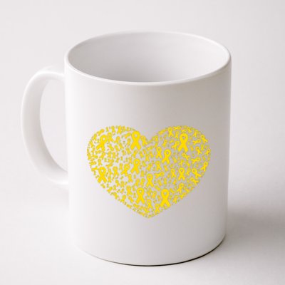 Gold Ribbon Heart Childhood Cancer Awareness Support Coffee Mug