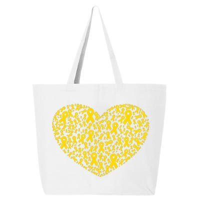 Gold Ribbon Heart Childhood Cancer Awareness Support 25L Jumbo Tote