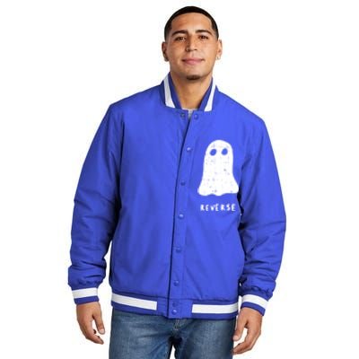 Ghost Reverse Halloween Costume Funny Ghoul Spirit Gift Insulated Varsity Jacket