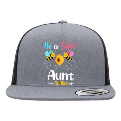 Gender Reveal He Or She Aunt To Bee Baby Announcement Flat Bill Trucker Hat