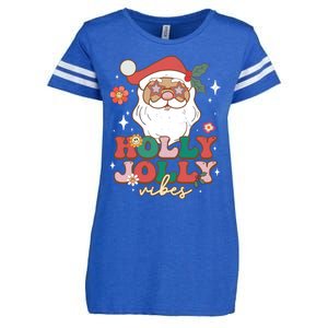 Groovy Retro Holly Xmas Jolly Vibes Santa Claus Christmas Great Gift Enza Ladies Jersey Football T-Shirt