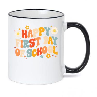 Groovy Retro Happy First Day Of School Back To School Funny Gift 11oz Black Color Changing Mug