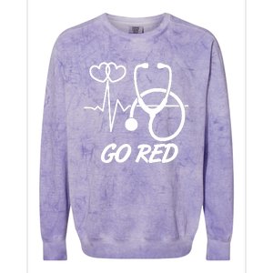 Go Red Heart Disease Awareness Month Wear Red Colorblast Crewneck Sweatshirt