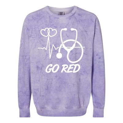 Go Red Heart Disease Awareness Month Wear Red Colorblast Crewneck Sweatshirt